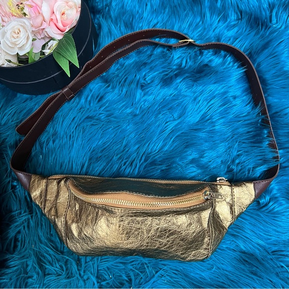 NATURAL LIFE Bags Natural Life Gold Belt Bag Fanny Pack Metallic